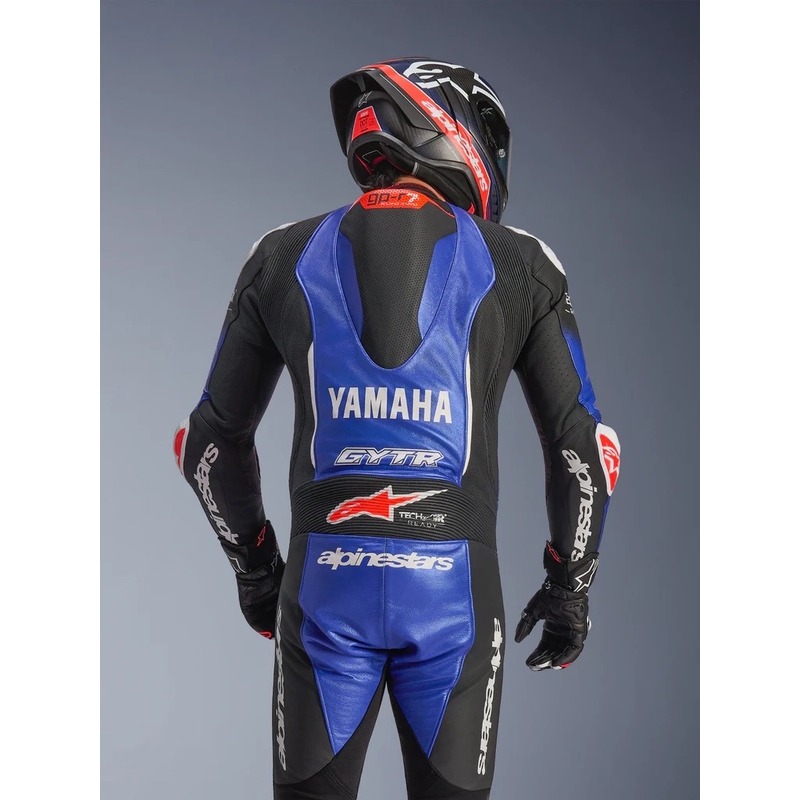Enodelni usnjen motoristični kombinezon Alpinestars GP-R7 YAMAHA GYTR TECH-AIR, združljiv z kolekcijo modro-črno-belo-rdeče barve
