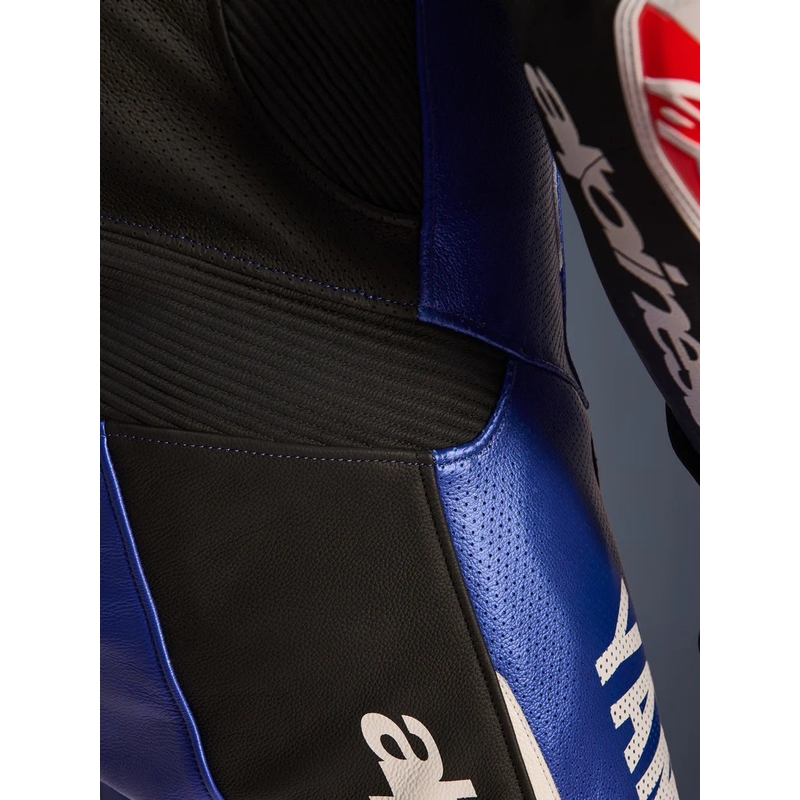 Enodelni usnjen motoristični kombinezon Alpinestars GP-R7 YAMAHA GYTR TECH-AIR, združljiv z kolekcijo modro-črno-belo-rdeče barve