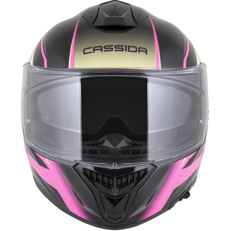 Cassida Integral GTS 2.1 Mega motoristična čelada z integriranim obrazom črno-roza-bela-vanilija