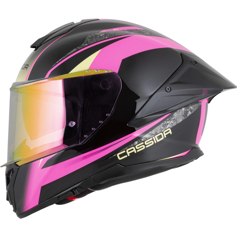 Cassida Integral GTS 2.1 Mega motoristična čelada z integriranim obrazom črno-roza-bela-vanilija