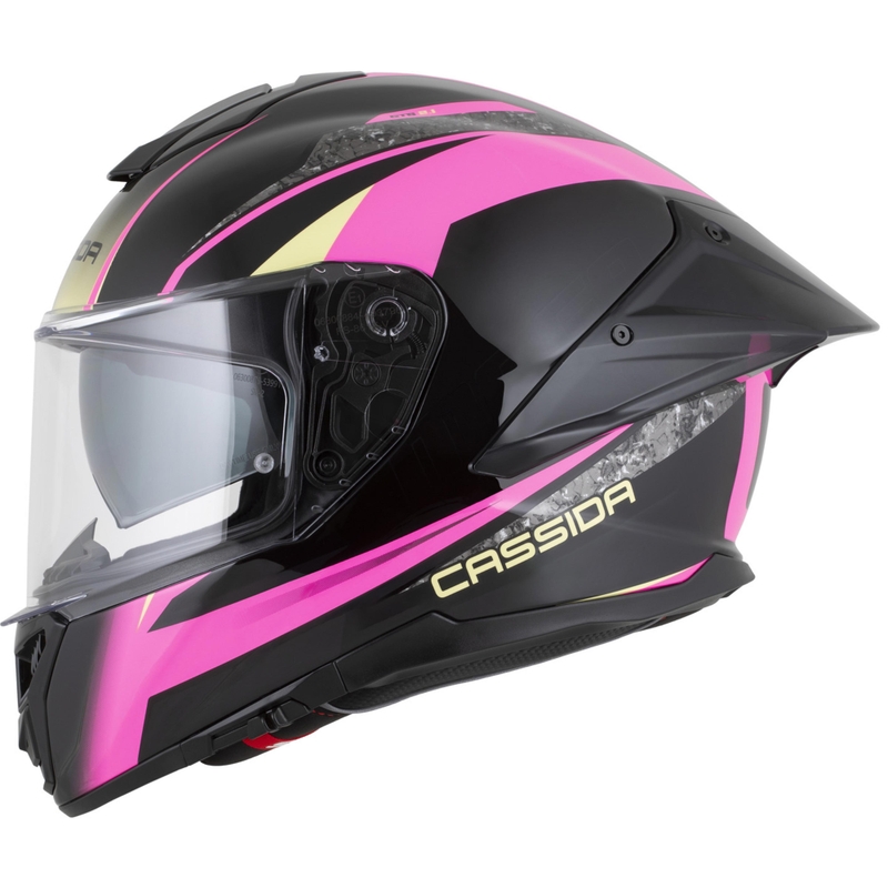 Cassida Integral GTS 2.1 Mega motoristična čelada z integriranim obrazom črno-roza-bela-vanilija