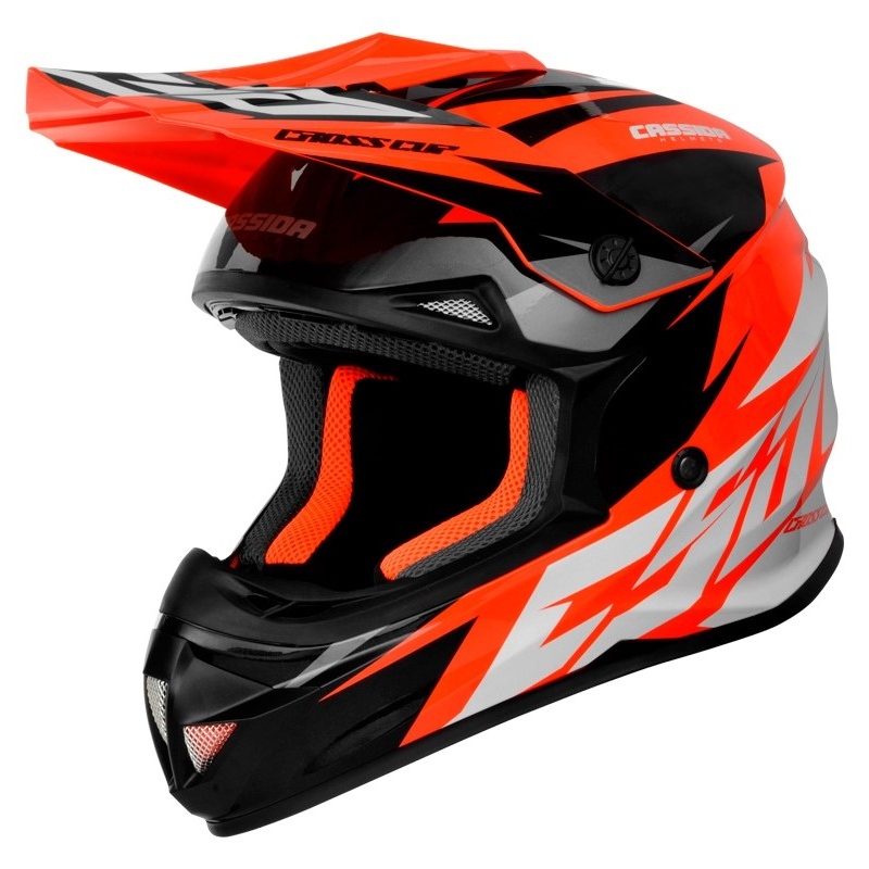 Cassida Cross Cup Two Motokros čelada črno-bela-siva-fluo oranžna