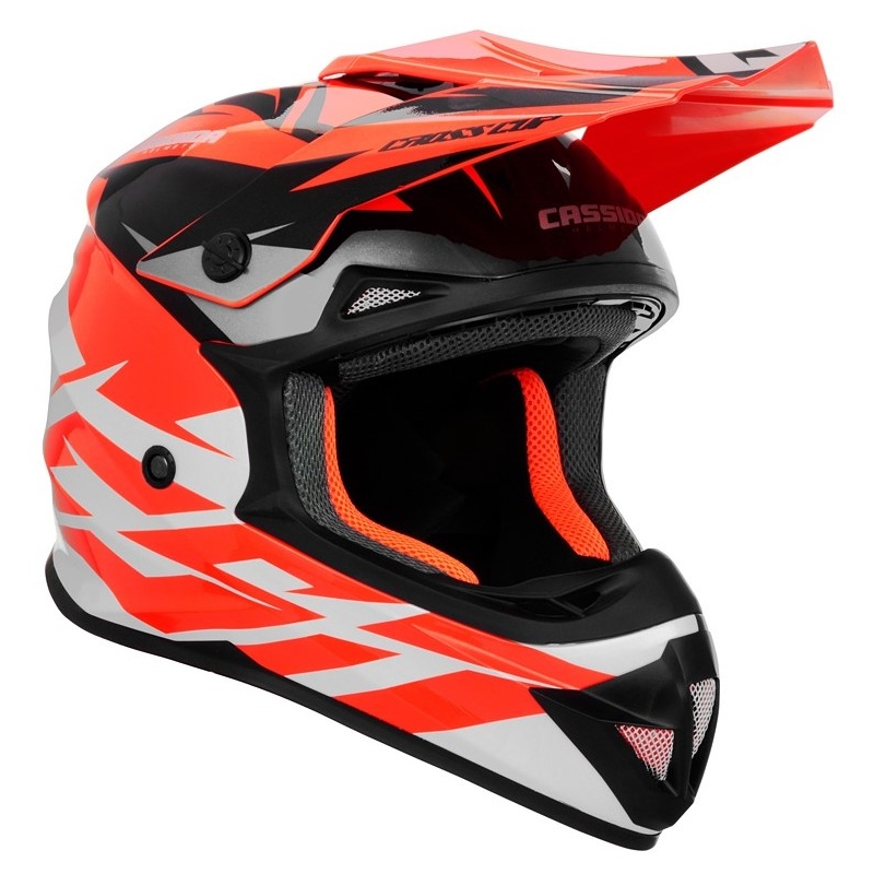 Cassida Cross Cup Two Motokros čelada črno-bela-siva-fluo oranžna