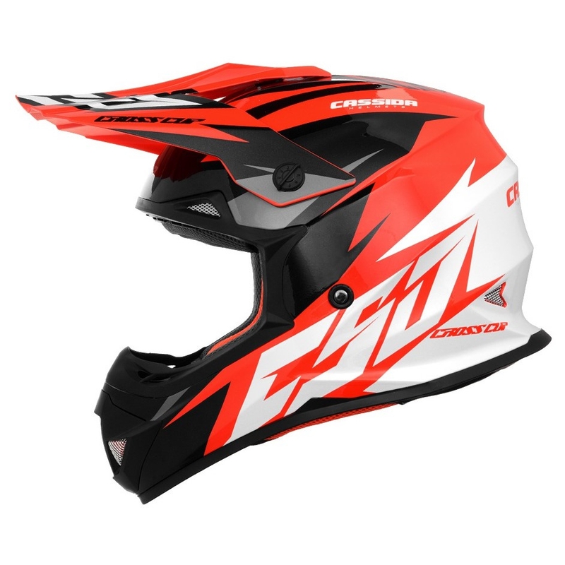 Cassida Cross Cup Two Motokros čelada črno-bela-siva-fluo oranžna