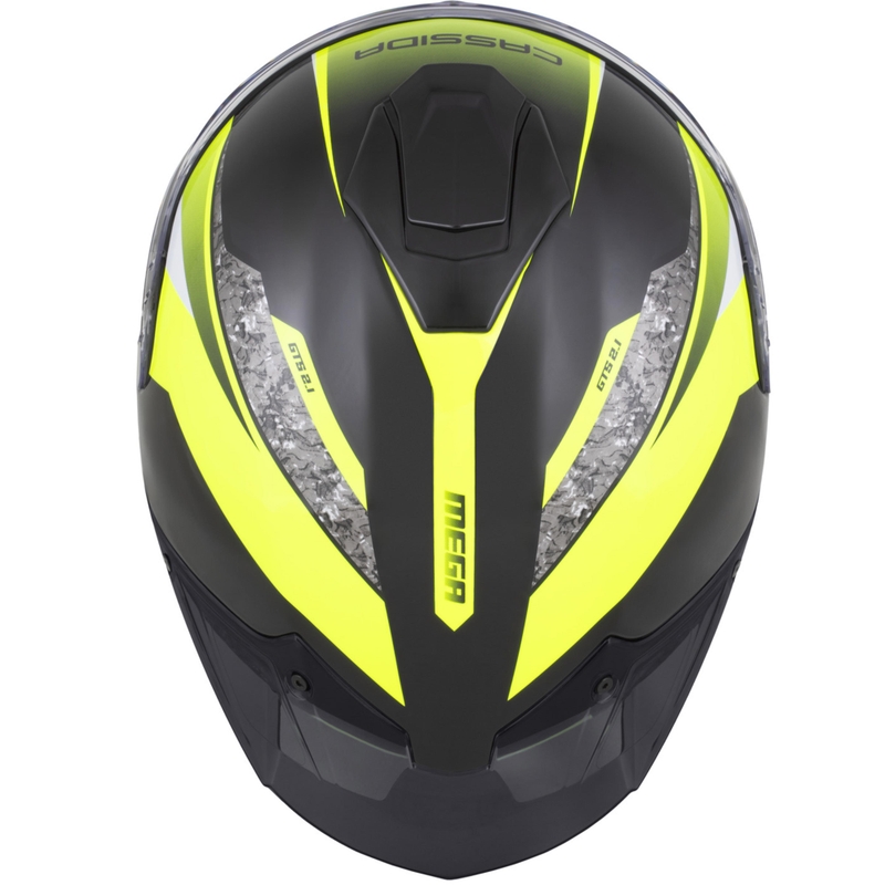 Cassida Integral GTS 2.1 Mega motoristična čelada z integriranim obrazom črno-fluo rumeno-bela