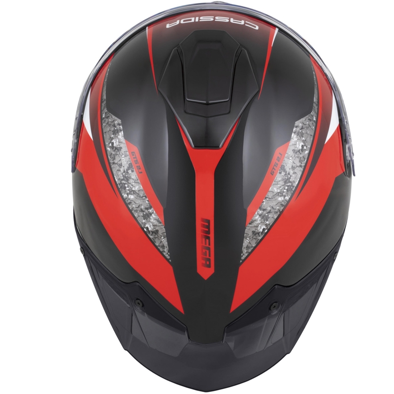 Cassida Integral GTS 2.1 Mega motoristična čelada z integriranim obrazom, črno-rdeče-bela