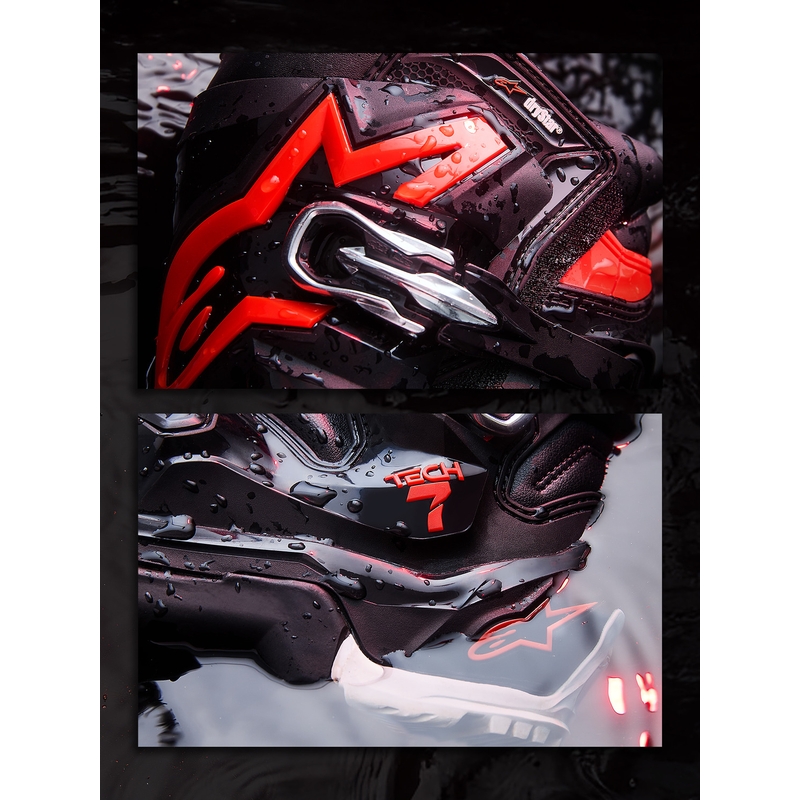 Moto škornji Alpinestars TECH 7 Enduro Drystar črno-fluo rdeče-beli