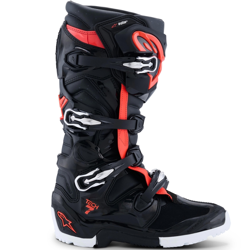 Moto škornji Alpinestars TECH 7 Enduro Drystar črno-fluo rdeče-beli