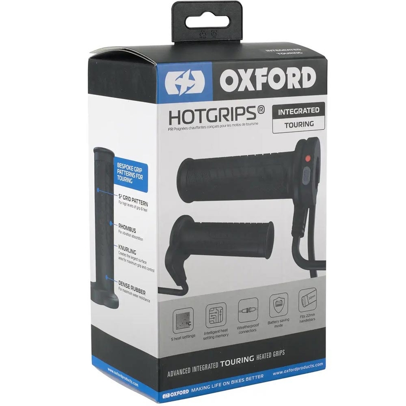 Oxford HotGrips napredni integrirani ogrevani ročaji za turno kolo, črne barve