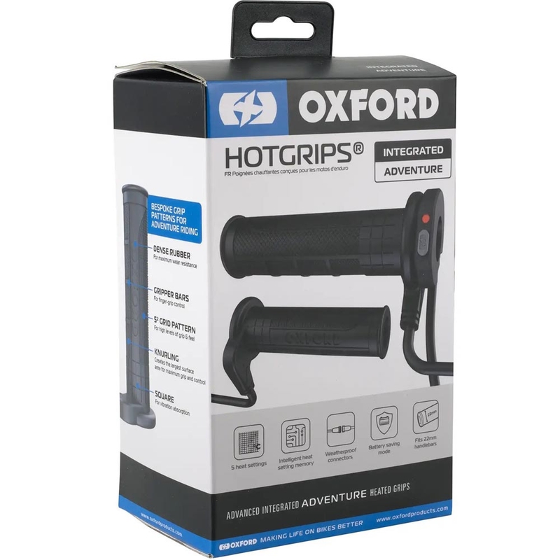 Oxford HotGrips Napredni integrirani ogrevani ročaji za pustolovščine, črne barve