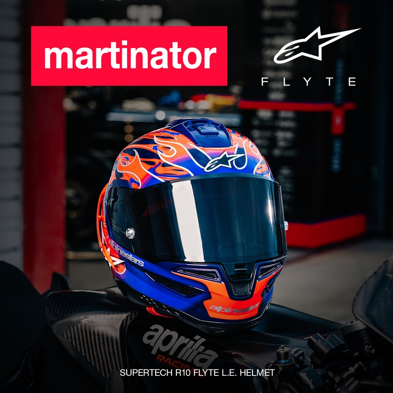 Alpinestars Supertech R-10 Flyte motoristična čelada z integriranim obrazom Jorge Martin vijolično-rdeča