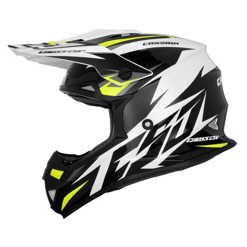 Cassida Cross Cup Two Motokros čelada črno-bela-siva-fluo rumena