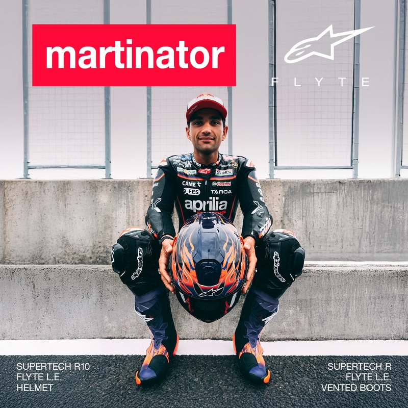 Alpinestars Supertech R-10 Flyte motoristična čelada z integriranim obrazom Jorge Martin vijolično-rdeča