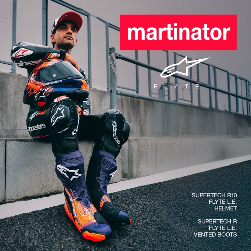 Alpinestars Supertech R-10 Flyte motoristična čelada z integriranim obrazom Jorge Martin vijolično-rdeča