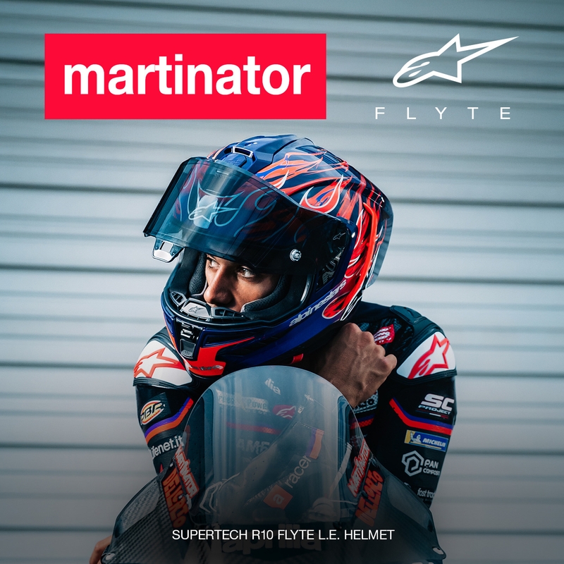 Alpinestars Supertech R-10 Flyte motoristična čelada z integriranim obrazom Jorge Martin vijolično-rdeča