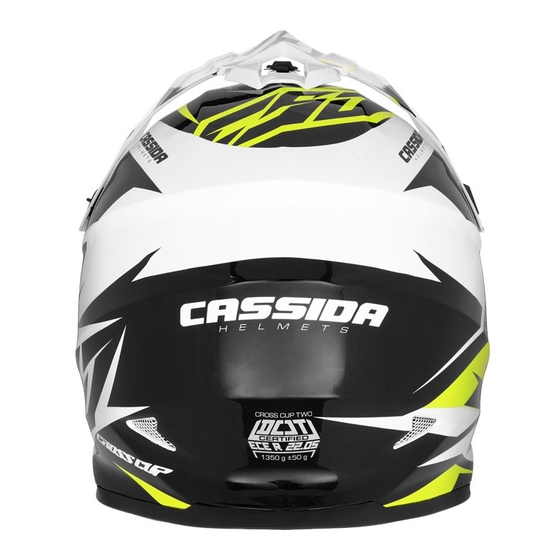 Cassida Cross Cup Two Motokros čelada črno-bela-siva-fluo rumena