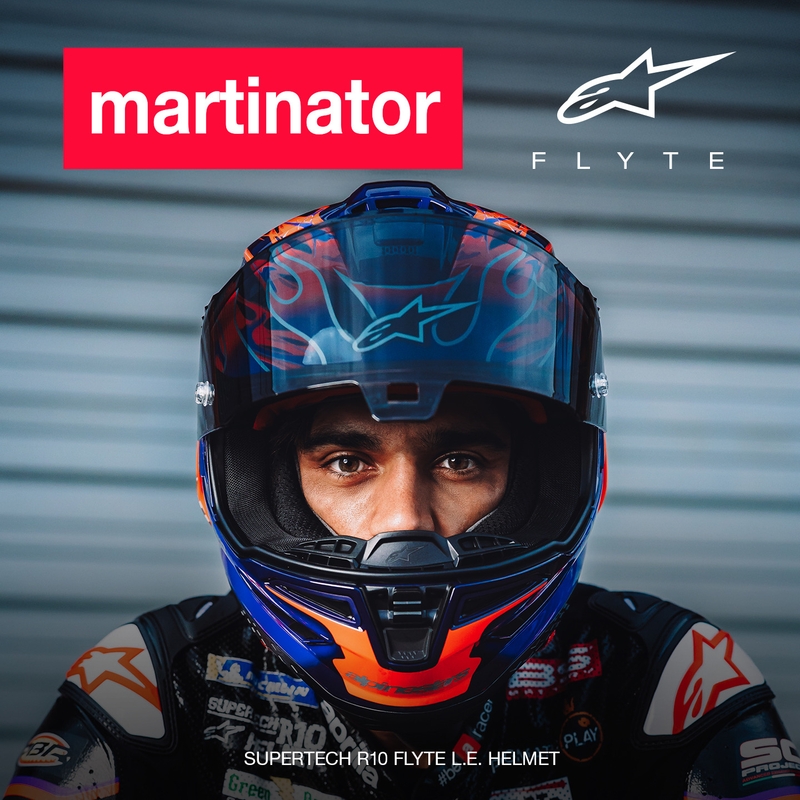 Alpinestars Supertech R-10 Flyte motoristična čelada z integriranim obrazom Jorge Martin vijolično-rdeča