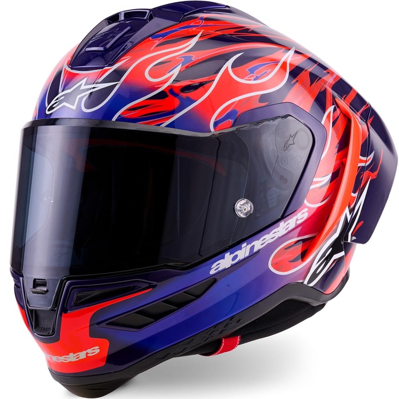 Alpinestars Supertech R-10 Flyte motoristična čelada z integriranim obrazom Jorge Martin vijolično-rdeča