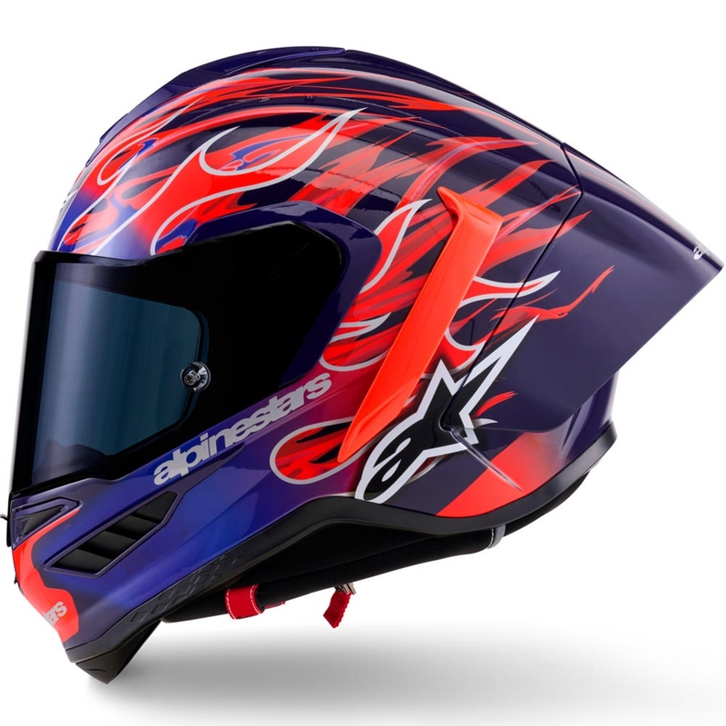 Alpinestars Supertech R-10 Flyte motoristična čelada z integriranim obrazom Jorge Martin vijolično-rdeča