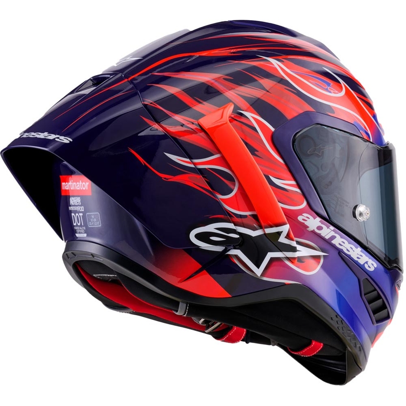 Alpinestars Supertech R-10 Flyte motoristična čelada z integriranim obrazom Jorge Martin vijolično-rdeča