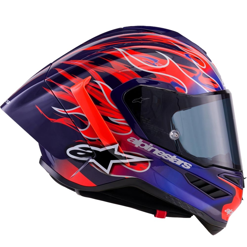 Alpinestars Supertech R-10 Flyte motoristična čelada z integriranim obrazom Jorge Martin vijolično-rdeča