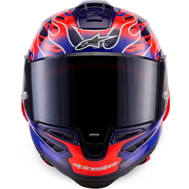 Alpinestars Supertech R-10 Flyte motoristična čelada z integriranim obrazom Jorge Martin vijolično-rdeča