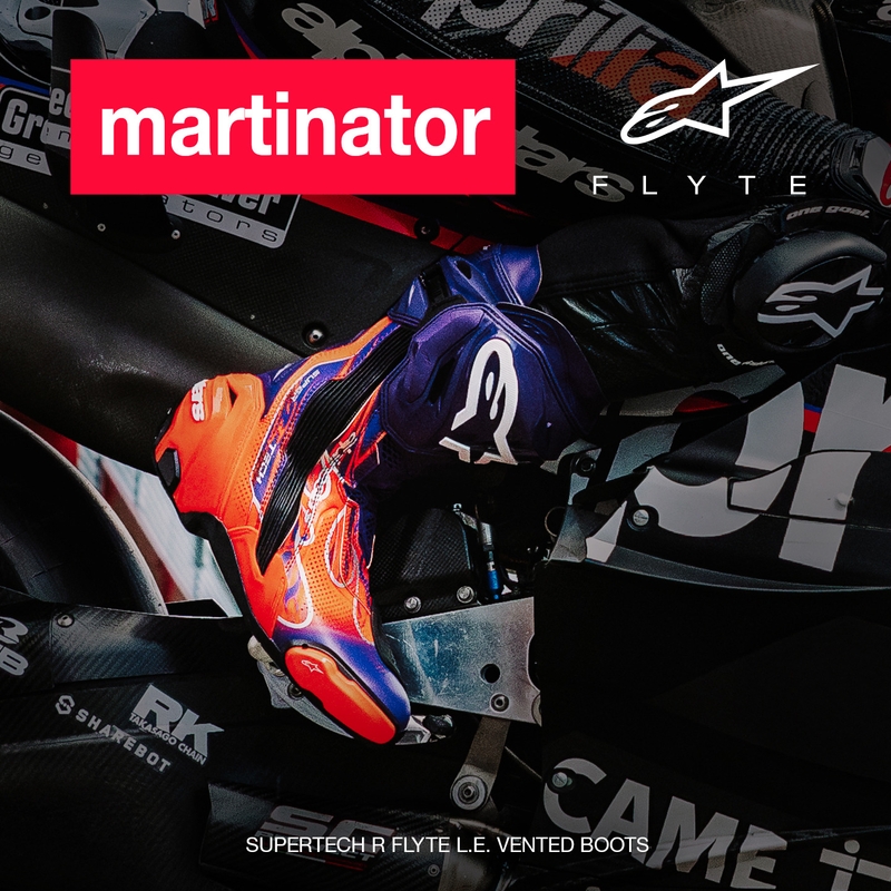 Moto škornji Alpinestars Supertech R Vented Flyte omejena izdaja Jorge Martin vijolično-rdeče-črni