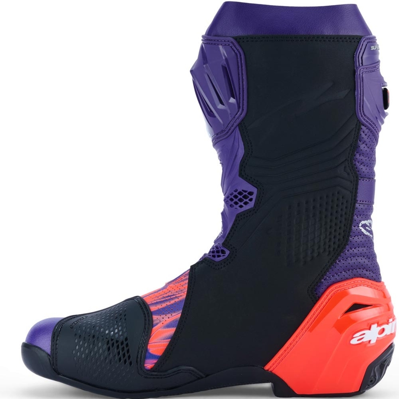 Moto škornji Alpinestars Supertech R Vented Flyte omejena izdaja Jorge Martin vijolično-rdeče-črni