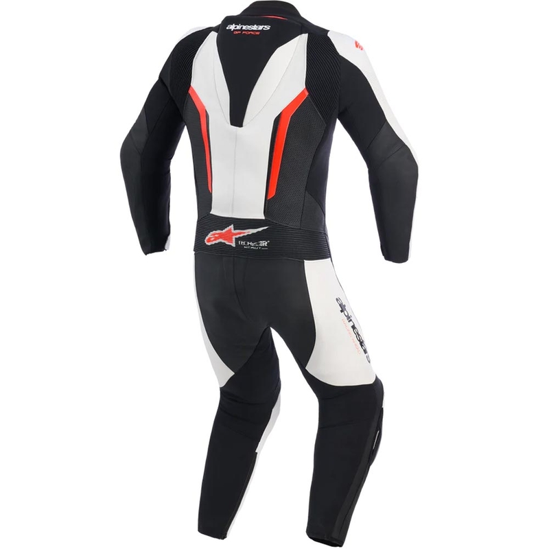 Dvodelni usnjen kombinezon Alpinestars GP Force V2 črno-belo-fluo rdeč