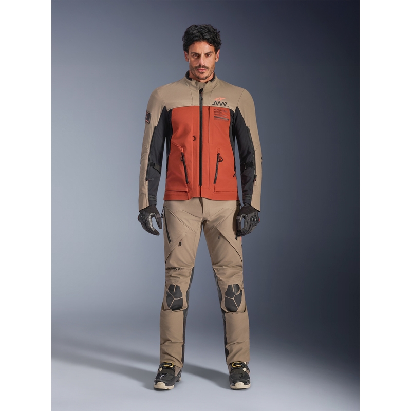 Moto jakna Alpinestars AMT-8 Stretch Drystar XF rjavo-oranžno-črna