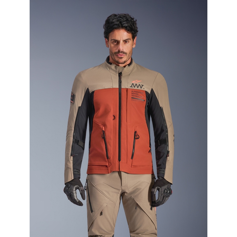 Moto jakna Alpinestars AMT-8 Stretch Drystar XF rjavo-oranžno-črna