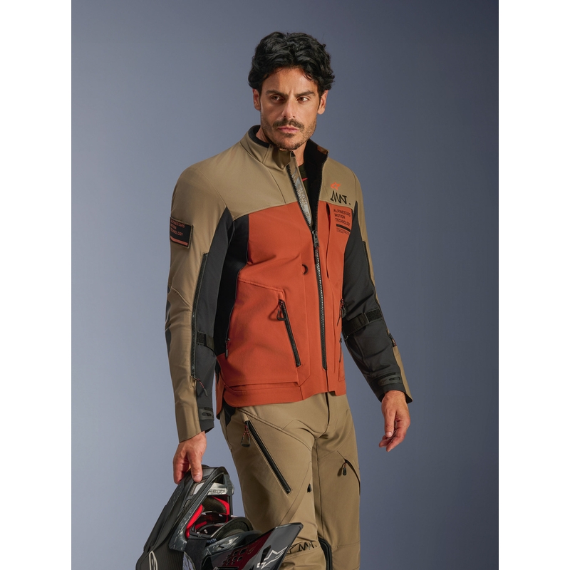 Moto jakna Alpinestars AMT-8 Stretch Drystar XF rjavo-oranžno-črna