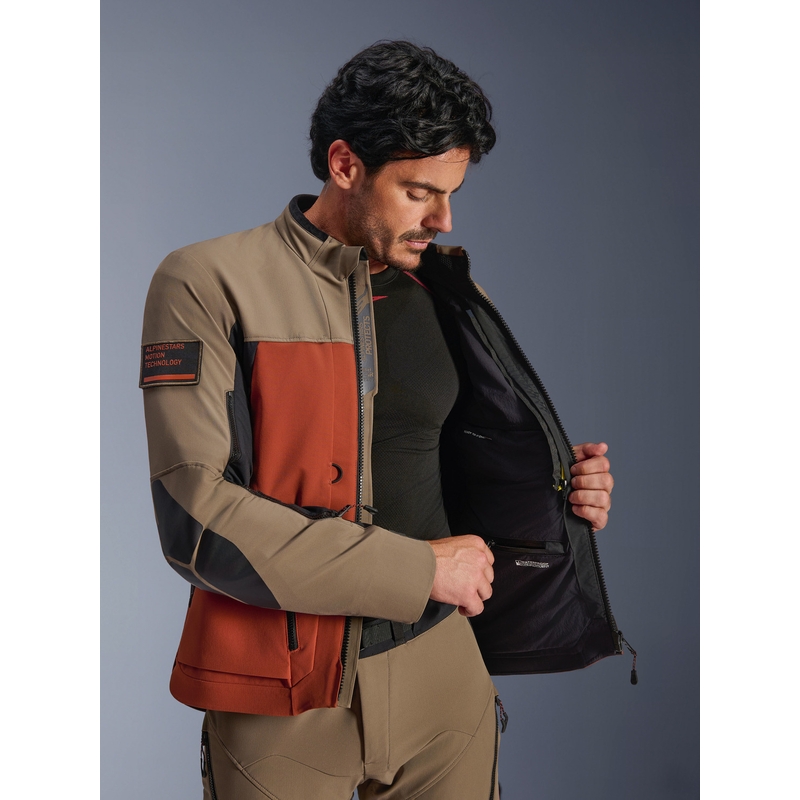 Moto jakna Alpinestars AMT-8 Stretch Drystar XF rjavo-oranžno-črna