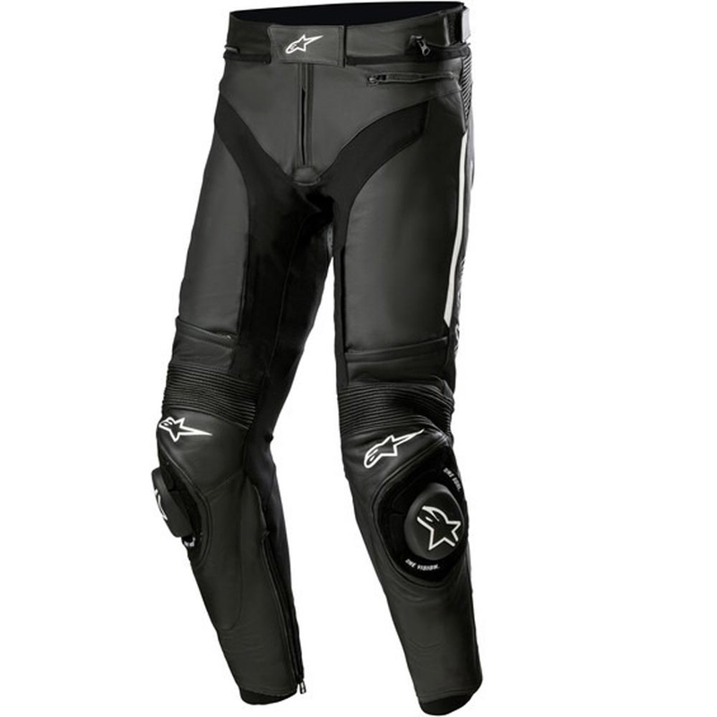 Usnjene motoristične hlače Alpinestars Missile 3 črno-bele