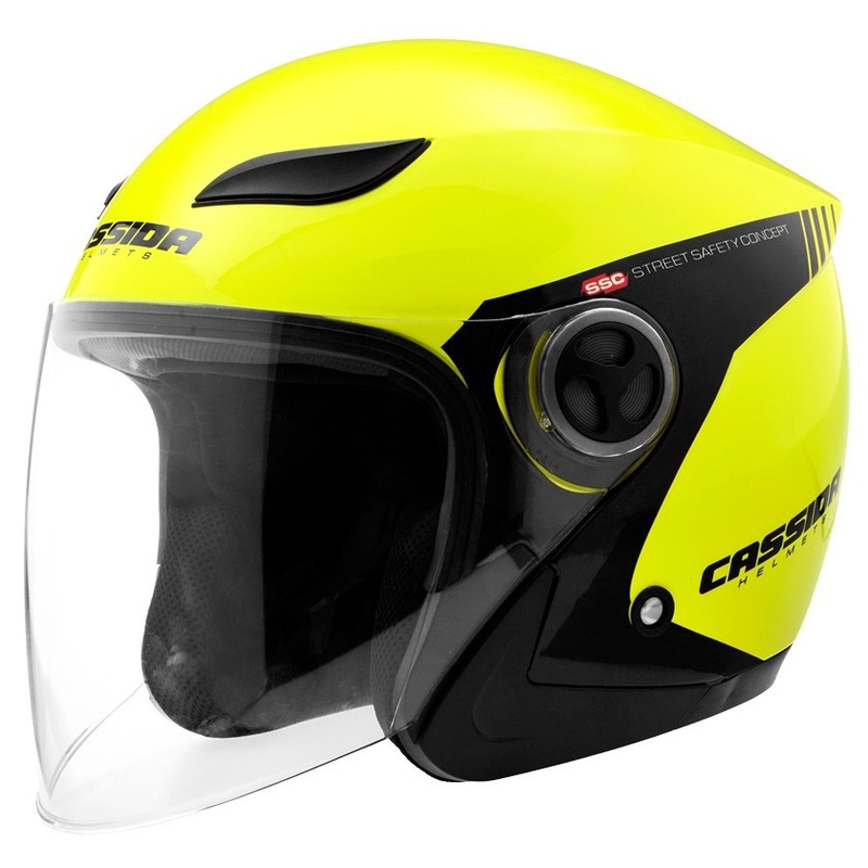 Cassida Reflex Varnostna odprta motoristična čelada črno-fluo rumena
