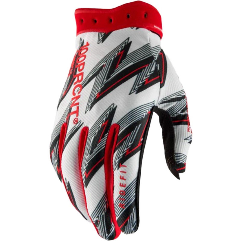 Motokros rokavice 100% Ridefit belo-rdeče