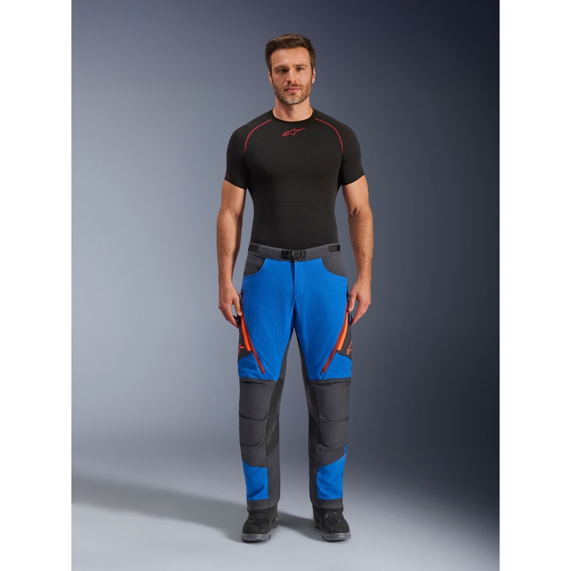 Alpinestars Maxdura Dual motoristične hlače modro-temno sivo-oranžne