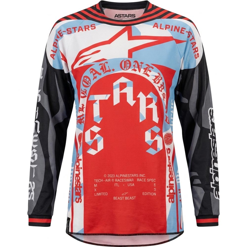 Motokros dres Alpinestars Techstar Beast Coast omejene izdaje sivo-črno-oranžen