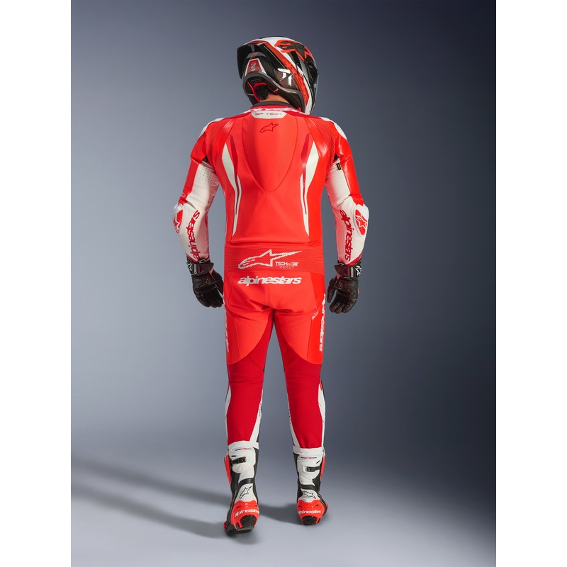 Alpinestars GP TECH V5 enodelni motoristični usnjen kombinezon fluo rdeča-rdeča-bela