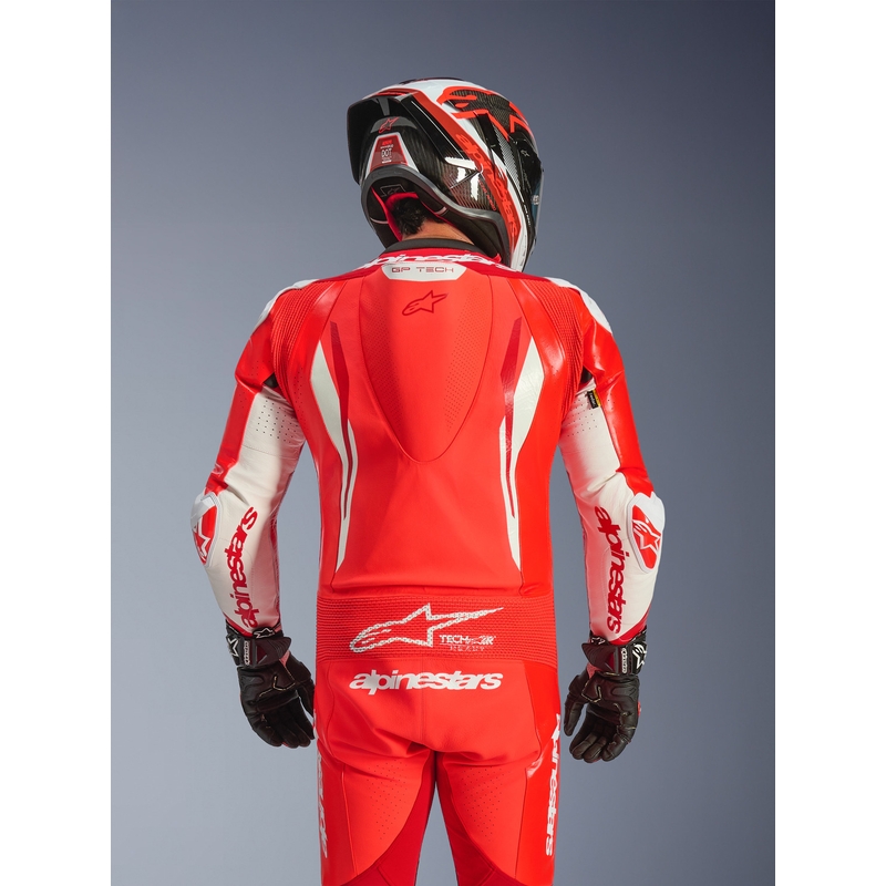 Alpinestars GP TECH V5 enodelni motoristični usnjen kombinezon fluo rdeča-rdeča-bela