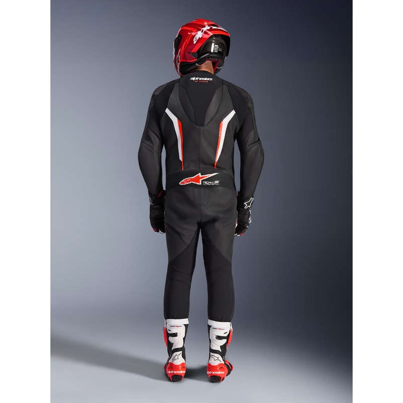 Alpinestars GP FORCE V2 enodelni motoristični kombinezon črno-belo-fluo rdeč