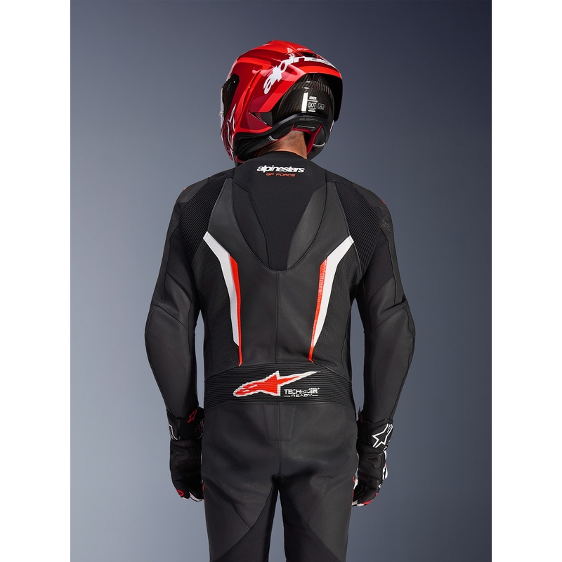 Alpinestars GP FORCE V2 enodelni motoristični kombinezon črno-belo-fluo rdeč