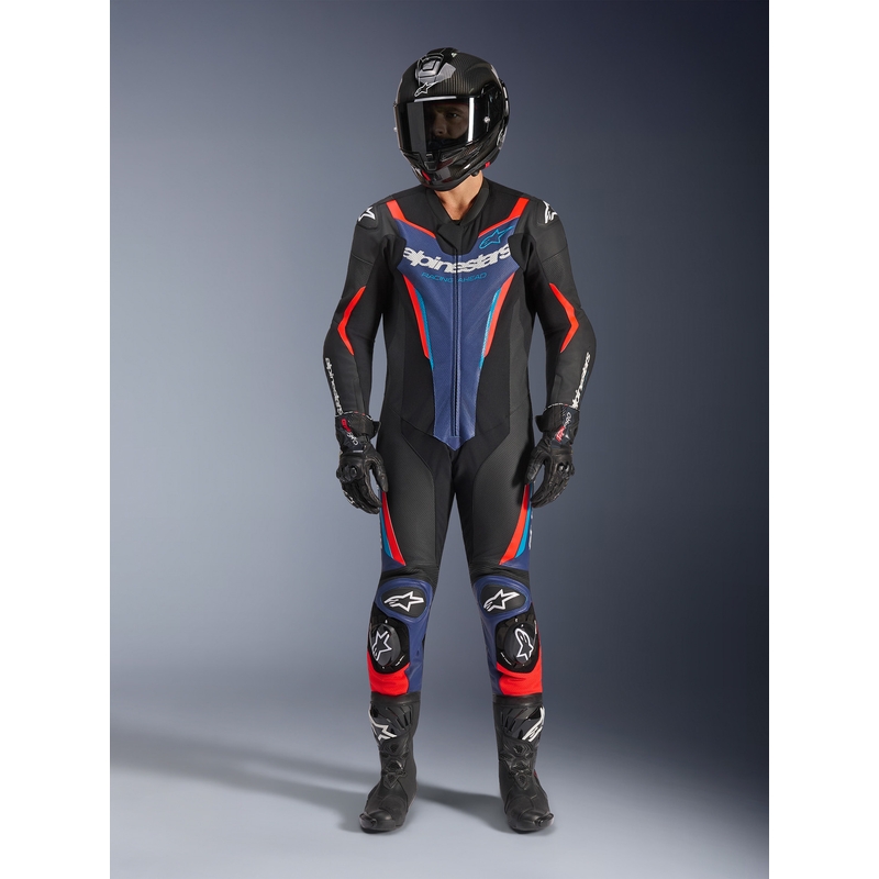 Alpinestars GP FORCE V2 enodelni motoristični kombinezon črno-modro-fluo rdeč