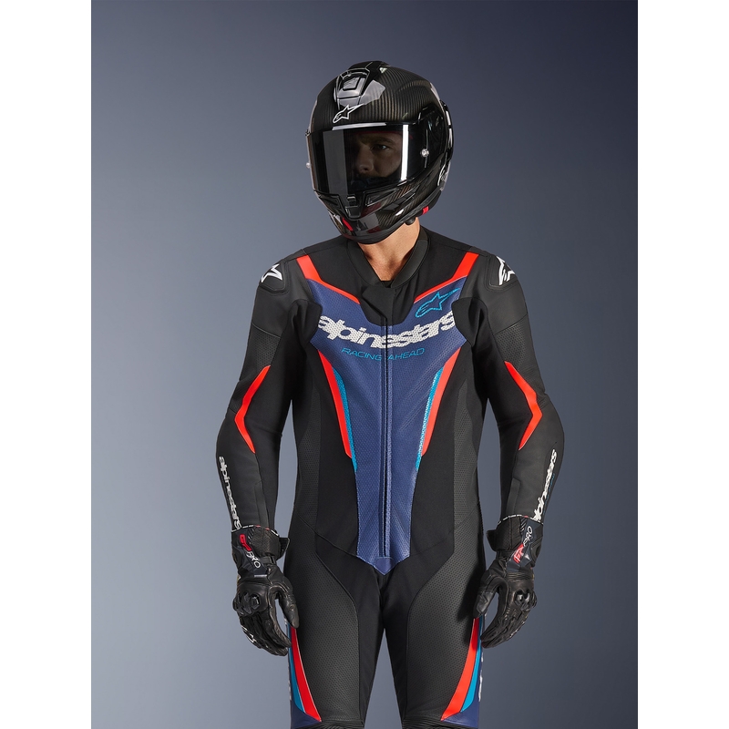 Alpinestars GP FORCE V2 enodelni motoristični kombinezon črno-modro-fluo rdeč