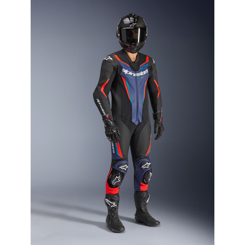 Alpinestars GP FORCE V2 enodelni motoristični kombinezon črno-modro-fluo rdeč