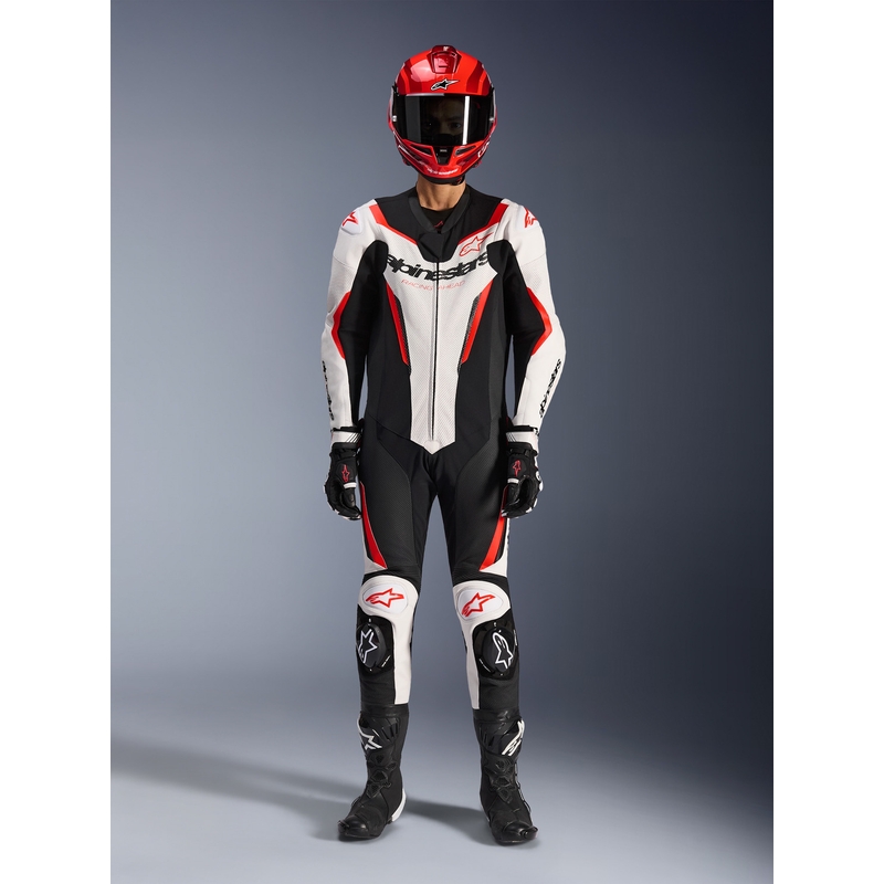 Alpinestars GP FORCE V2 enodelni motoristični kombinezon bela-črna-fluo rdeča