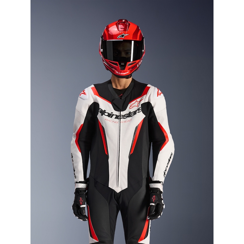 Alpinestars GP FORCE V2 enodelni motoristični kombinezon bela-črna-fluo rdeča