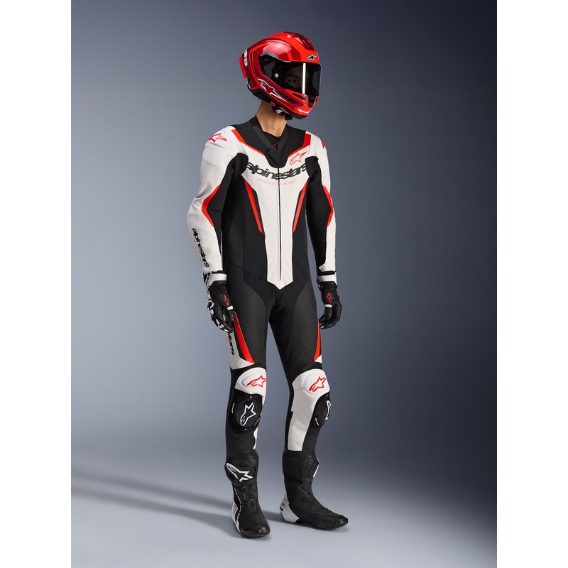 Alpinestars GP FORCE V2 enodelni motoristični kombinezon bela-črna-fluo rdeča
