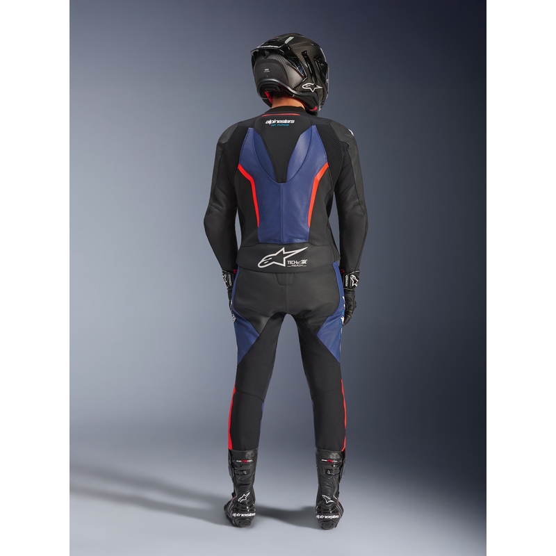 Dvodelni motoristični kombinezon Alpinestars GP Force V2 črno-modro-fluo rdeč