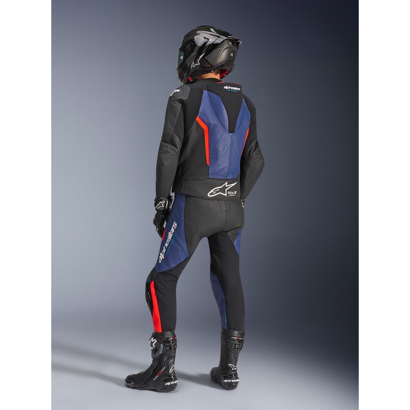 Dvodelni motoristični kombinezon Alpinestars GP Force V2 črno-modro-fluo rdeč